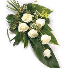 6 White Roses in a Tied Sheaf