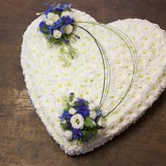 White and blue massed heart